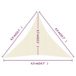 Voile d'ombrage 160 g/m² Crème 4,5x4,5x4,5 m PEHD – Image 5