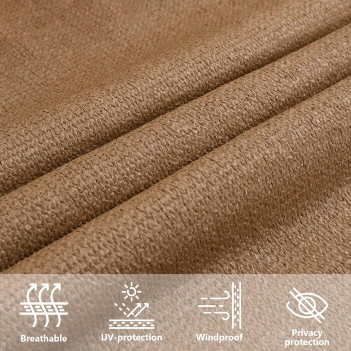 Voile d'ombrage 160 g/m² Taupe 3,5x3,5x4,9 m PEHD – Image 9