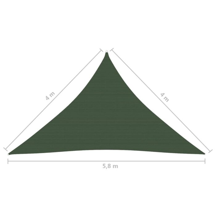 Voile d'ombrage 160 g/m² Vert foncé 4x4x5,8 m PEHD – Image 5