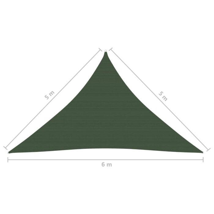 Voile d'ombrage 160 g/m² Vert foncé 5x5x6 m PEHD – Image 5