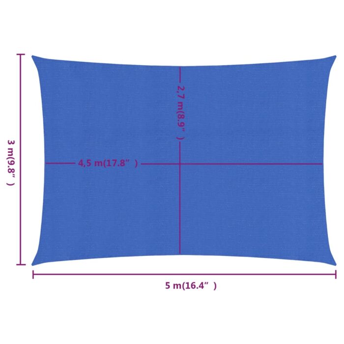 Voile d'ombrage 160 g/m² rectangulaire bleu 3x5 m PEHD – Image 5