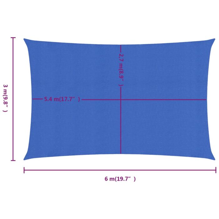 Voile d'ombrage 160 g/m² rectangulaire bleu 3x6 m PEHD – Image 5