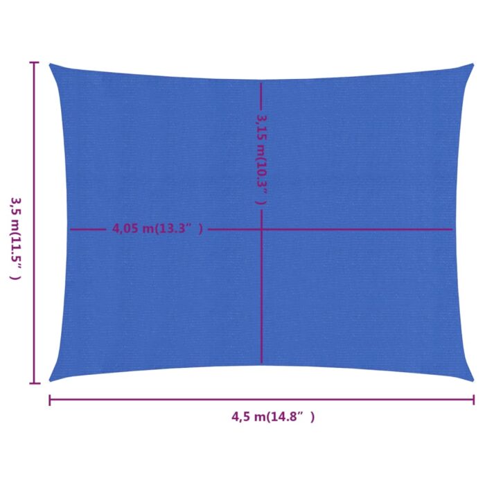 Voile d'ombrage 160g/m² rectangulaire bleu 3,5x4,5 m PEHD – Image 5