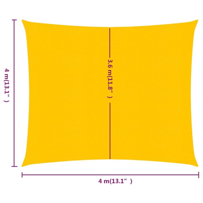 Voile d'ombrage 160 g/m² carré jaune 4x4 m PEHD – Image 5