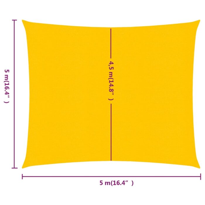 Voile d'ombrage 160 g/m² carré jaune 5x5 m PEHD – Image 5