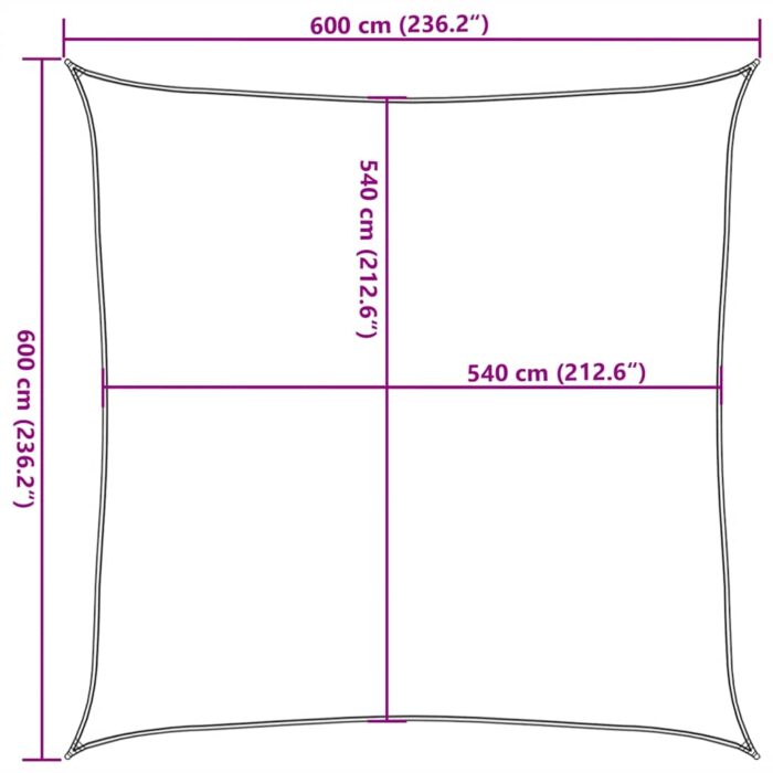 Voile d'ombrage 160 g/m² carré jaune 6x6 m PEHD – Image 8