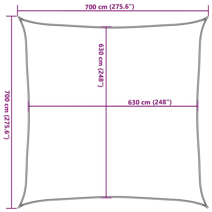 Voile d'ombrage 160 g/m² carré jaune 7x7 m PEHD – Image 8