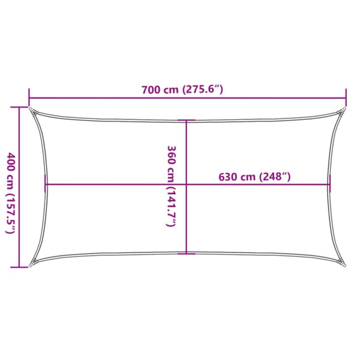Voile d'ombrage 160 g/m² rectangulaire jaune 4x7 m PEHD – Image 8