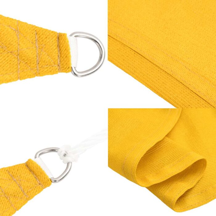 Voile d'ombrage 160 g/m² triangulaire jaune 5x5x6 m PEHD – Image 4
