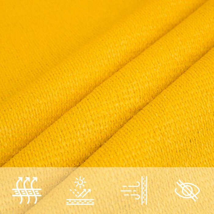 Voile d'ombrage 160 g/m² triangulaire jaune 5x5x6 m PEHD – Image 5