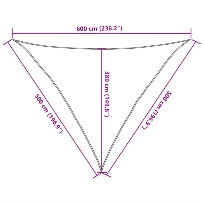Voile d'ombrage 160 g/m² triangulaire jaune 5x5x6 m PEHD – Image 8