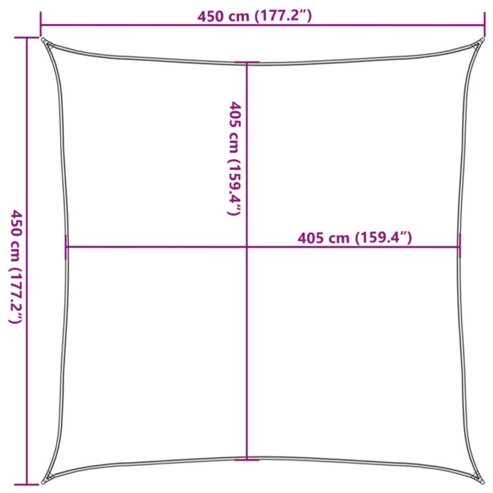 Voile d'ombrage 160 g/m² Rouge 4,5x4,5 m PEHD – Image 8