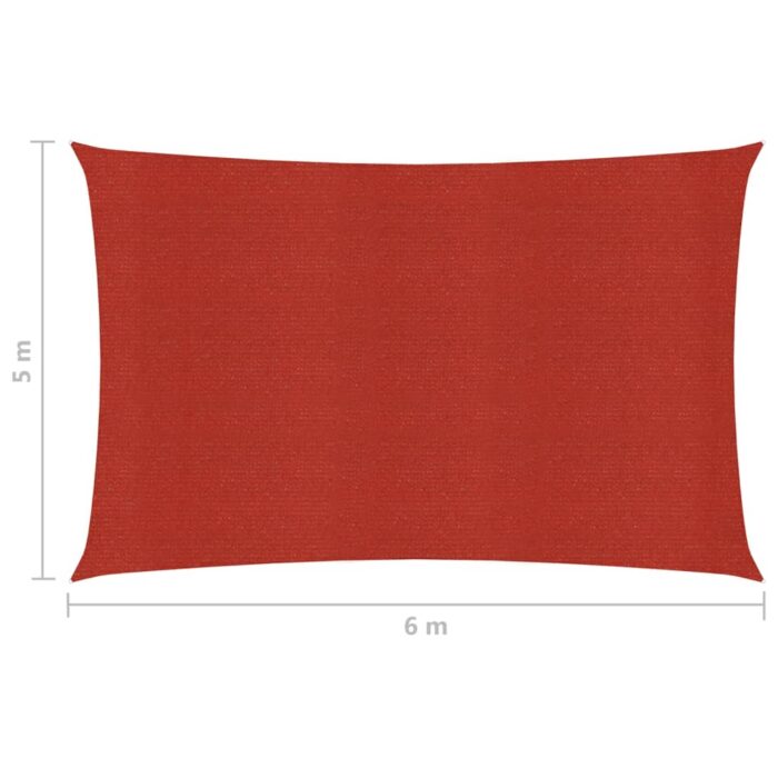 Voile d'ombrage 160 g/m² Rouge 5x6 m PEHD – Image 5