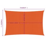 Voile d'ombrage 160 g/m² rectangulaire orange 4x5 m PEHD – Image 5