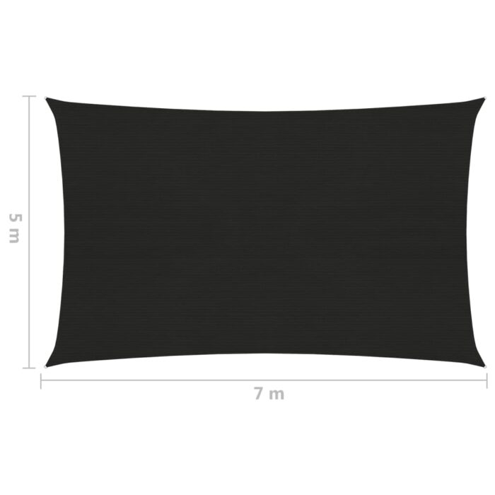 Voile d'ombrage 160 g/m² Noir 5x7 m PEHD – Image 5