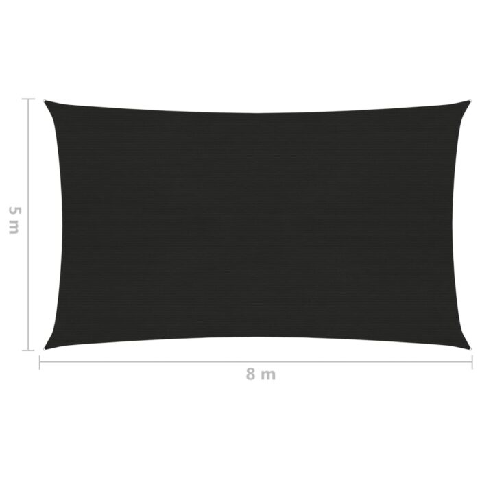 Voile d'ombrage 160 g/m² Noir 5x8 m PEHD – Image 5
