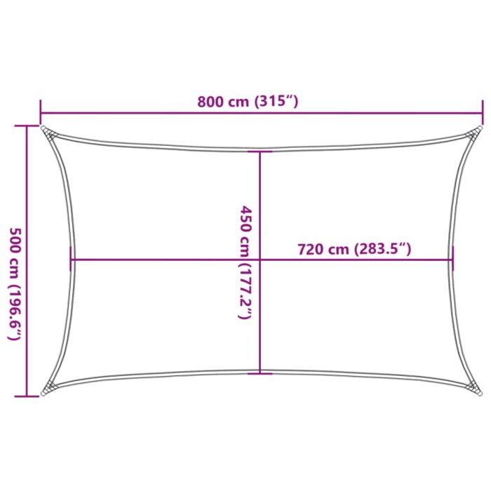 Voile d'ombrage 160 g/m² Noir 5x8 m PEHD – Image 8