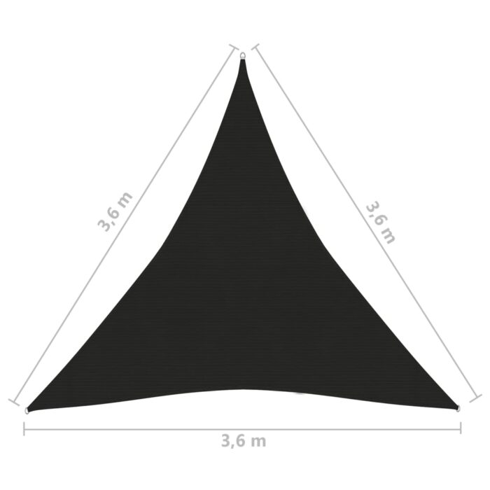 Voile d'ombrage 160 g/m² Noir 3,6x3,6x3,6 m PEHD – Image 5