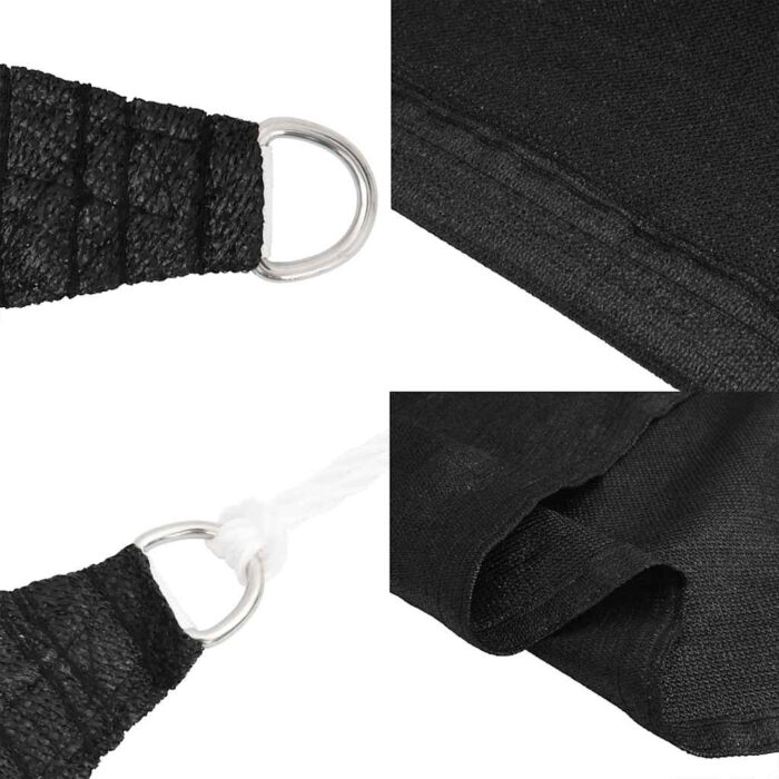 Voile d'ombrage 160 g/m² triangulaire noir 3x4x4 m PEHD – Image 4