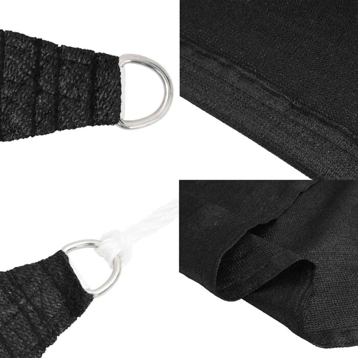 Voile d'ombrage 160 g/m² triangulaire noir 5x7x7 m PEHD – Image 4