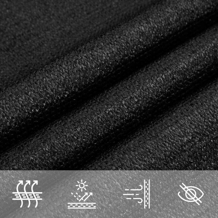 Voile d'ombrage 160 g/m² trapèze noir 4/5x4 m PEHD – Image 5