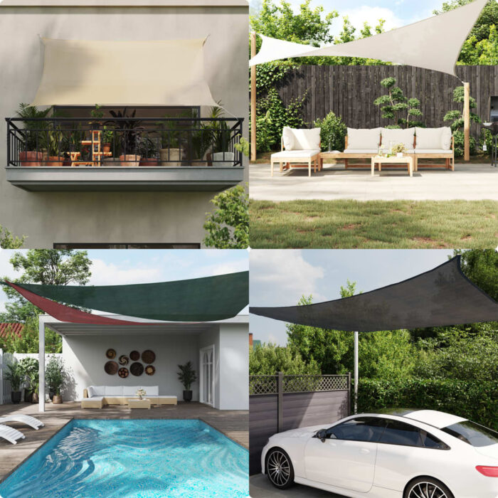 Voile d'ombrage 160 g/m² Marron 4x4x5,8 m PEHD – Image 1