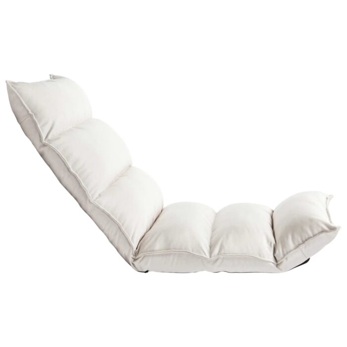 Chaise pliable de sol Crème Tissu – Image 2