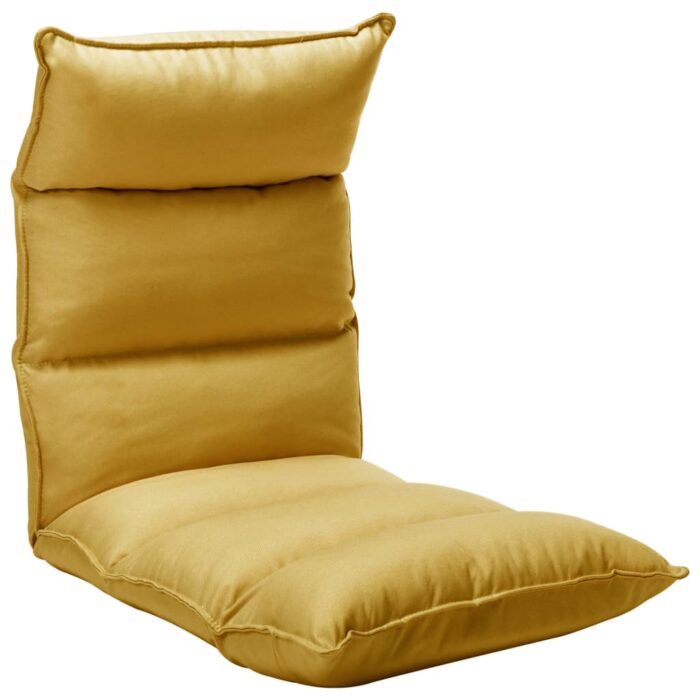 Chaise pliable de sol Jaune moutarde Tissu – Image 1