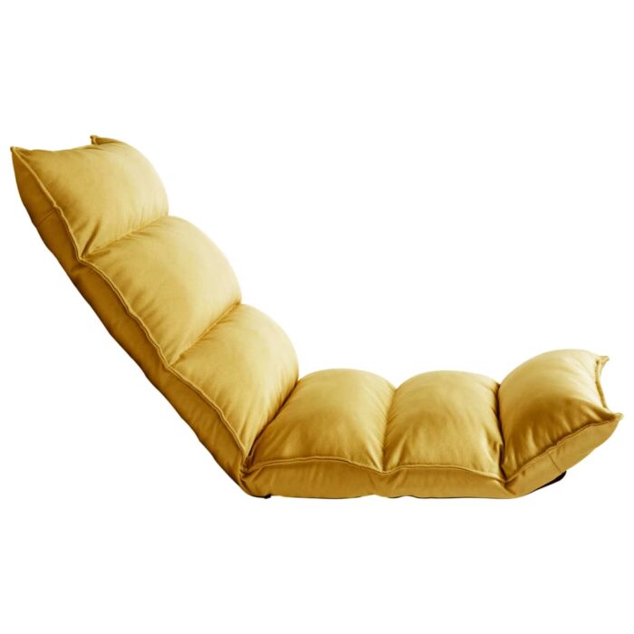 Chaise pliable de sol Jaune moutarde Tissu – Image 2