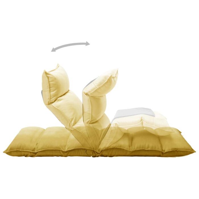 Chaise pliable de sol Jaune moutarde Tissu – Image 5