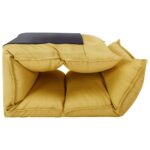 Chaise pliable de sol Jaune moutarde Tissu – Image 6