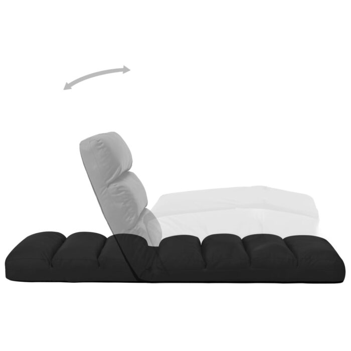 Chaise pliable de sol Noir Similicuir – Image 4