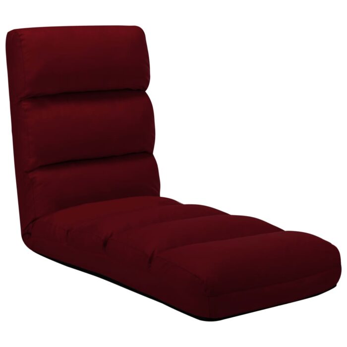 Chaise pliable de sol Rouge bordeaux Similicuir – Image 1