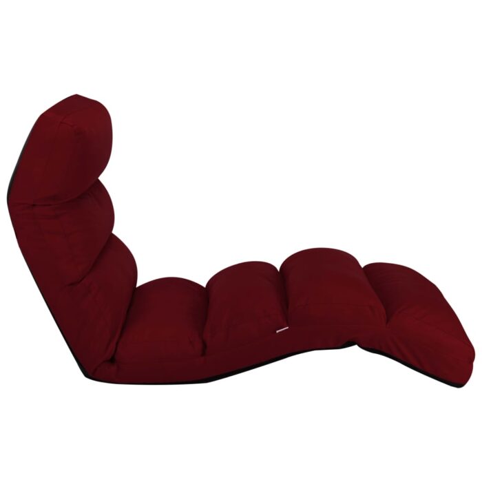 Chaise pliable de sol Rouge bordeaux Similicuir – Image 2