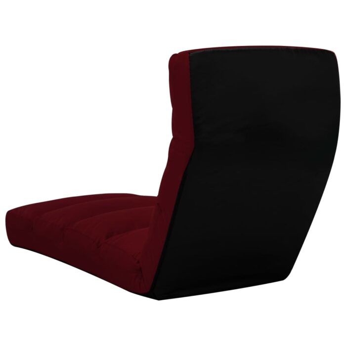 Chaise pliable de sol Rouge bordeaux Similicuir – Image 3