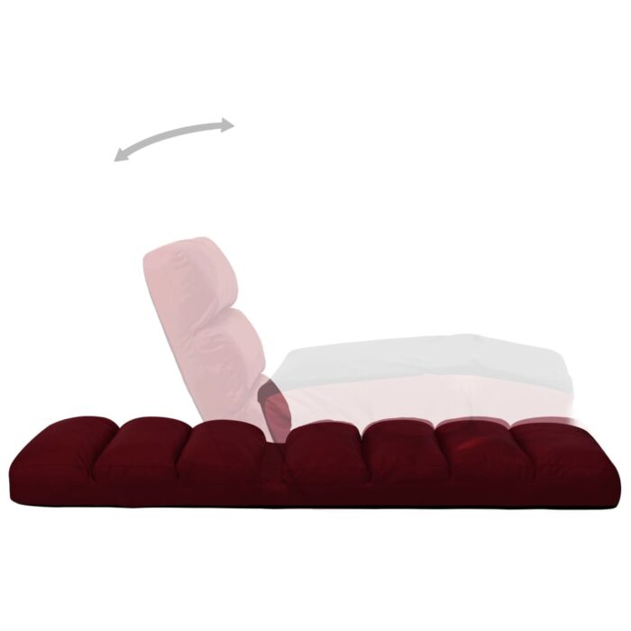 Chaise pliable de sol Rouge bordeaux Similicuir – Image 4