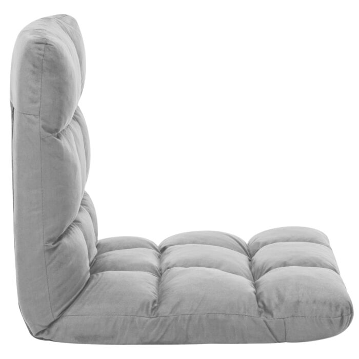 Chaise pliable de sol Gris clair Microfibre – Image 3