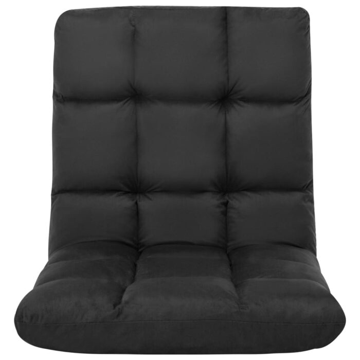 Chaise pliable de sol Noir Microfibre – Image 2