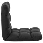 Chaise pliable de sol Noir Microfibre – Image 3
