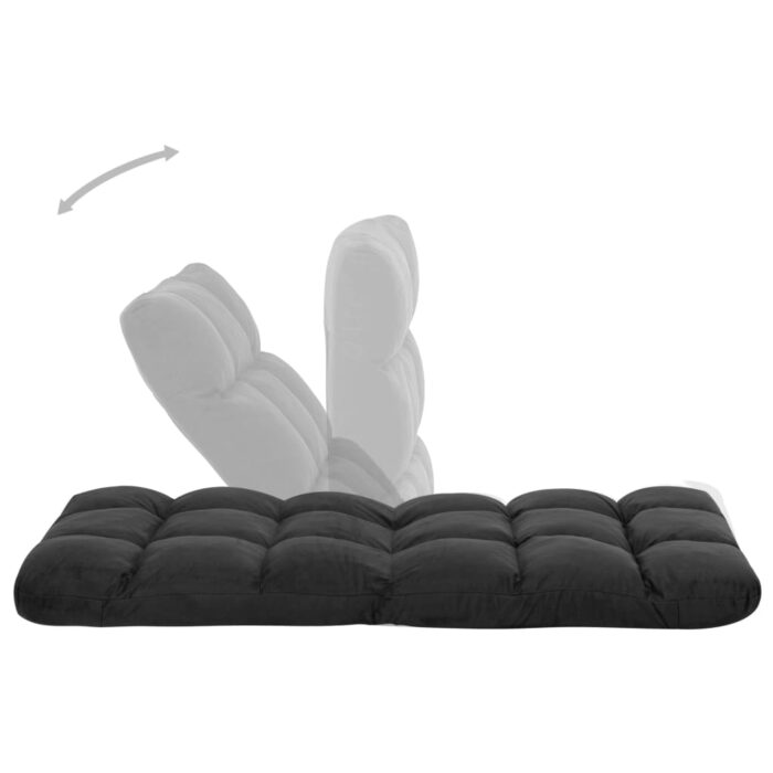 Chaise pliable de sol Noir Microfibre – Image 5