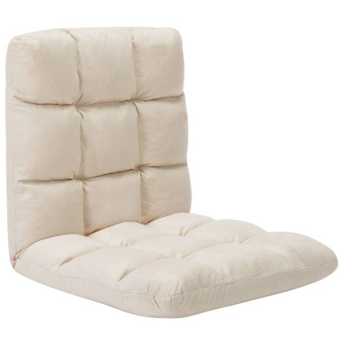 VXL8720286104187_a_en_hd_1.jpg Chaise pliable de sol Crème Microfibre – Image 1