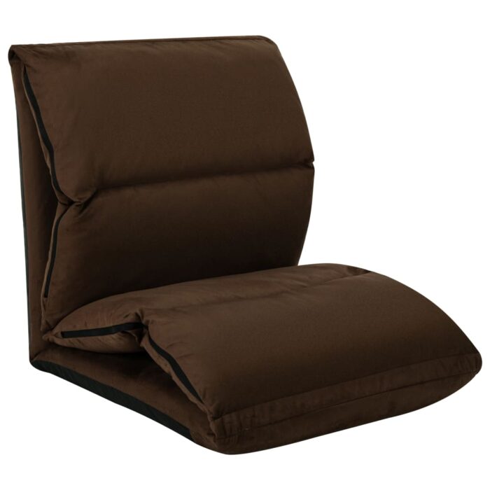 Chaise pliable de sol Marron Microfibre – Image 1