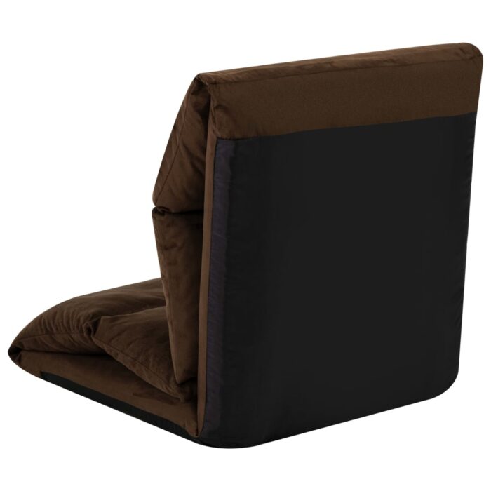 Chaise pliable de sol Marron Microfibre – Image 6