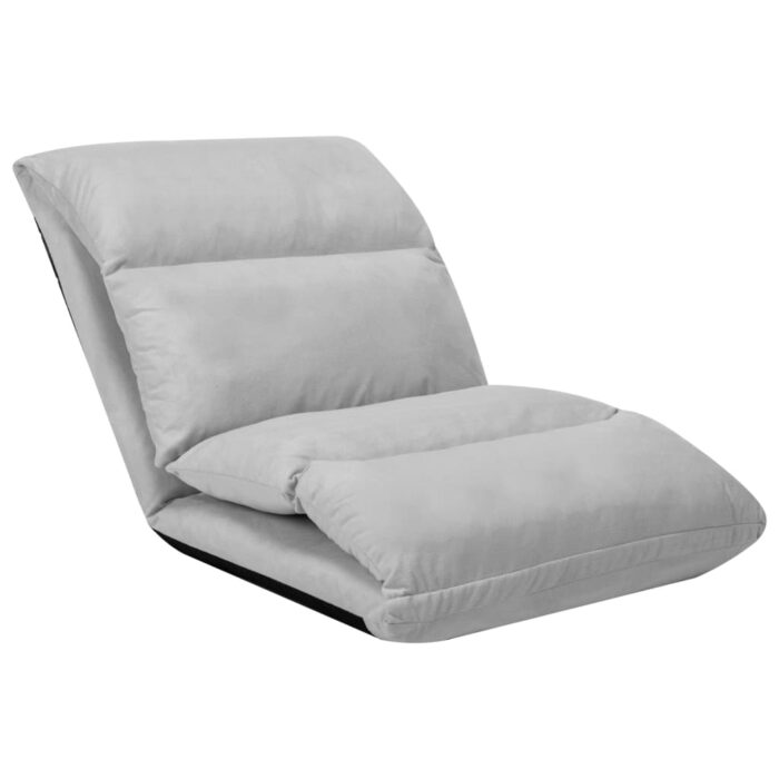 Chaise pliable de sol Gris clair Microfibre – Image 2