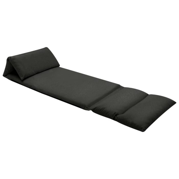 Chaise pliable de sol Noir Microfibre – Image 1