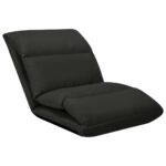 Chaise pliable de sol Noir Microfibre – Image 2