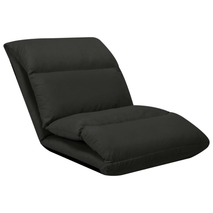 Chaise pliable de sol Noir Microfibre – Image 2