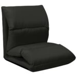 Chaise pliable de sol Noir Microfibre – Image 4
