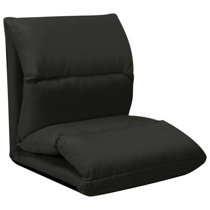 Chaise pliable de sol Noir Microfibre – Image 4