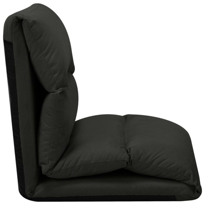 Chaise pliable de sol Noir Microfibre – Image 5